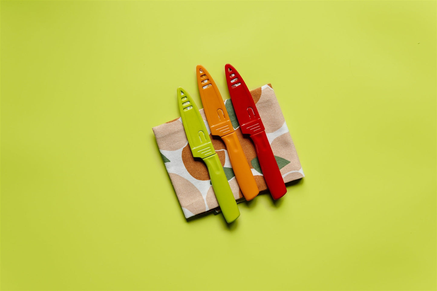 3 Piece Printed Knife Set with Sheaths, Fresh Fruit
