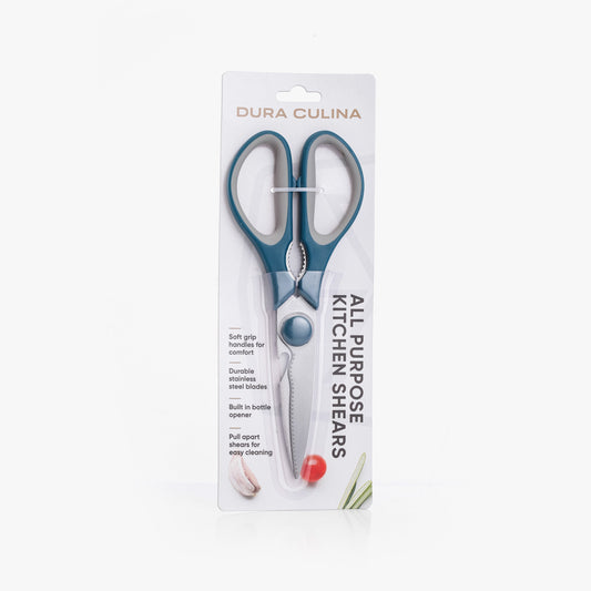 Multi-Function Stainless Steel Kitchen Shears with Soft Grip Handles